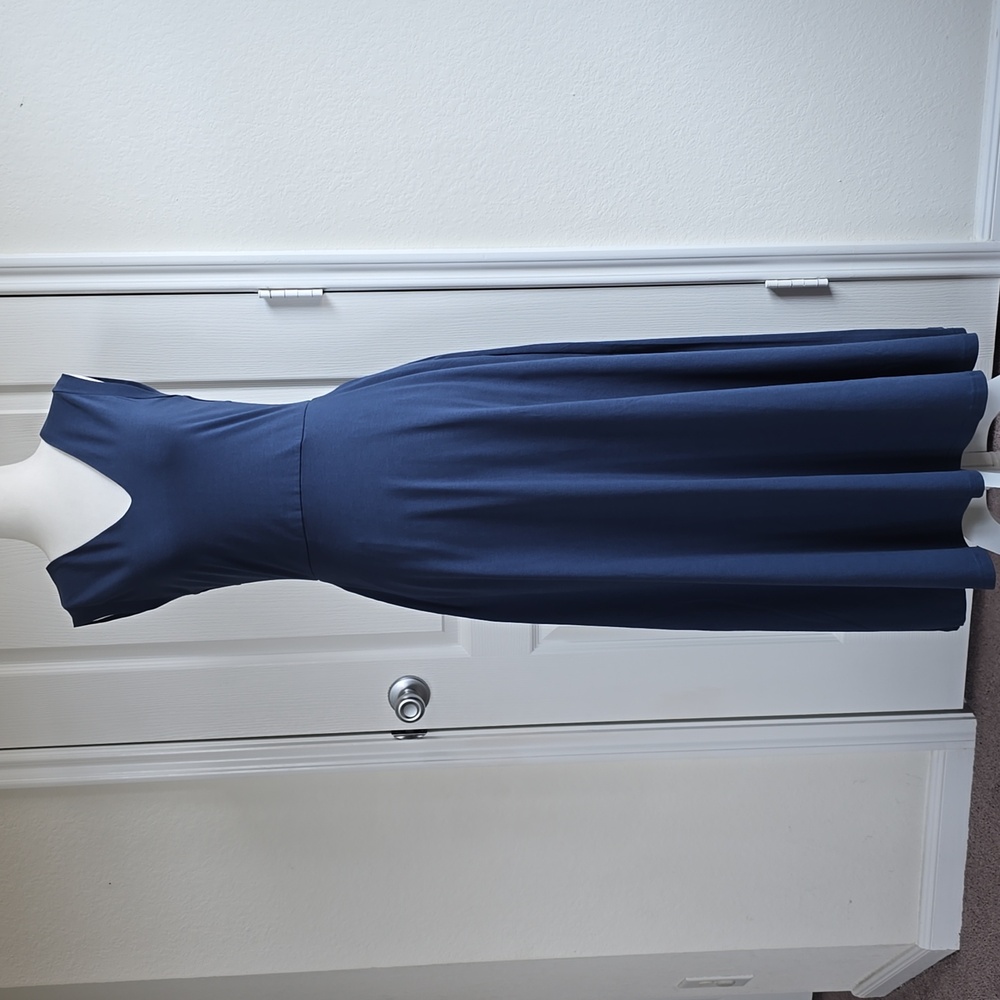 Pact Navy Blue V-Neck Sleeveless Maxi Dress